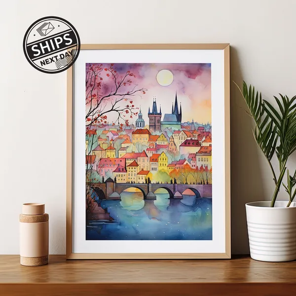 Prague Europe Travel Poster, Europe Travel Gift