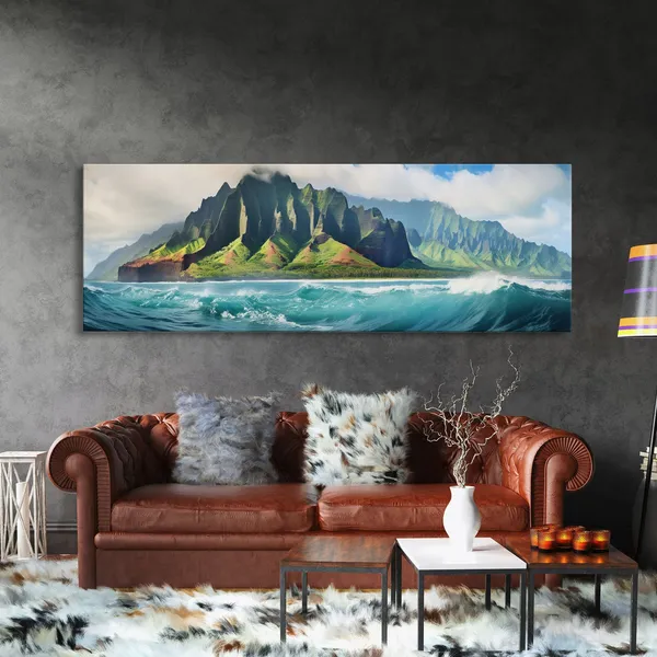 Na Pali Coast Hawaii Panoramic Landscape Art Print