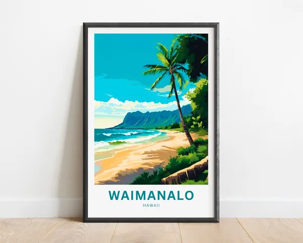 Waimanalo Beach Travel Poster, Hawaii Wall Art