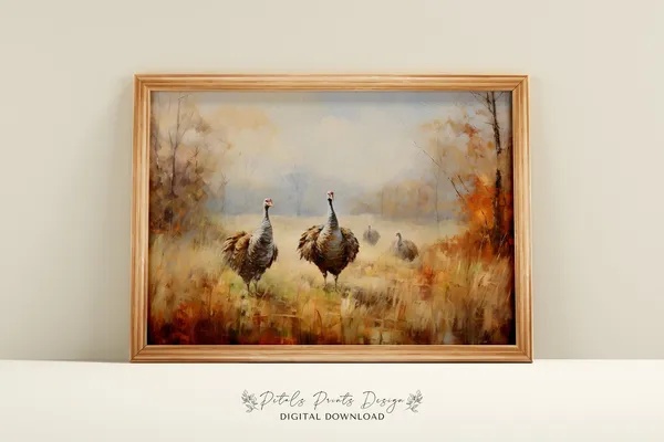 Rustic Fall Landscape Vintage Autumn Farmhouse Art Print