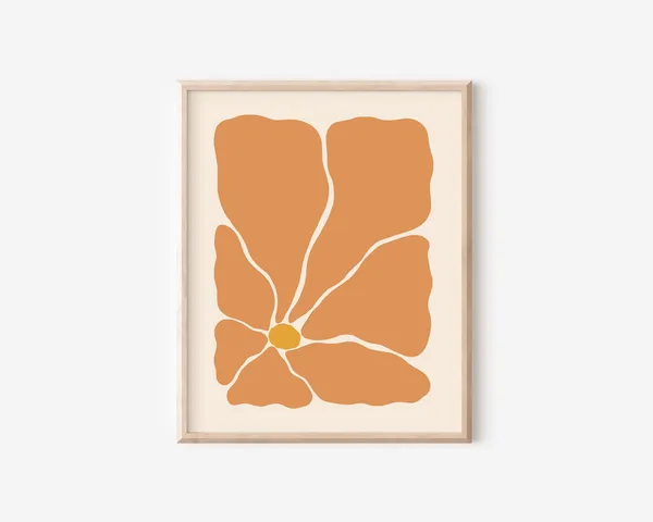 Retro Abstract Flower Art Print, Matisse-Inspired