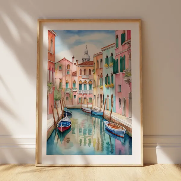 Venice Watercolor Art Print, Italy Travel Poster