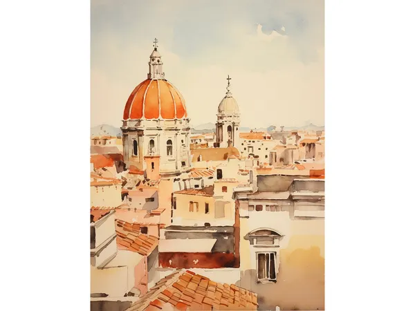Rome Watercolor Italian Cityscape Art Print