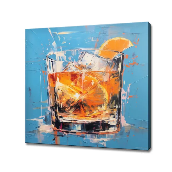 Whiskey Sour Glass With Ice Watercolor Art Print