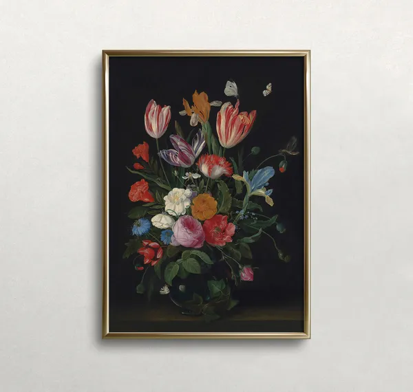 Moody Floral Vintage Wall Art, Dark Academia Print