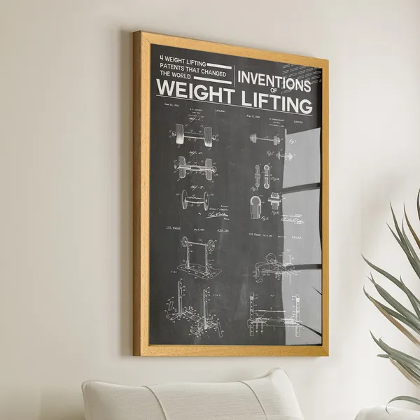 Weight Lifting Patent Print, Fitness Invention Art