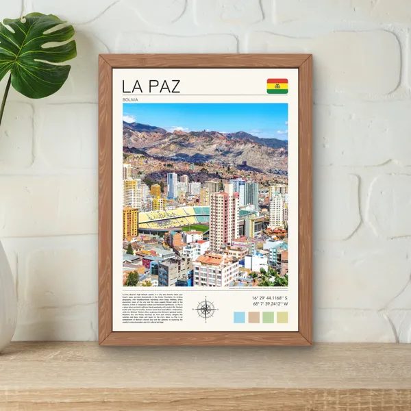 La Paz Travel Poster, Bolivia Wall Art Print