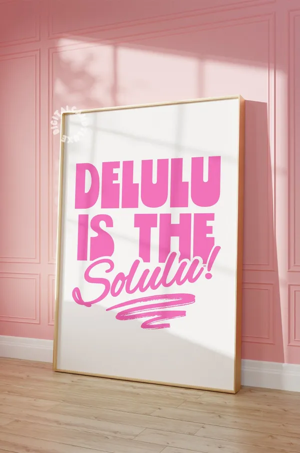 Pink Delusional Retro Bar Cart Art Print