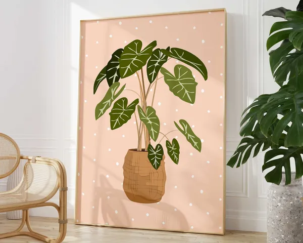 Alocasia Botanical Print, Modern Boho Plant Art