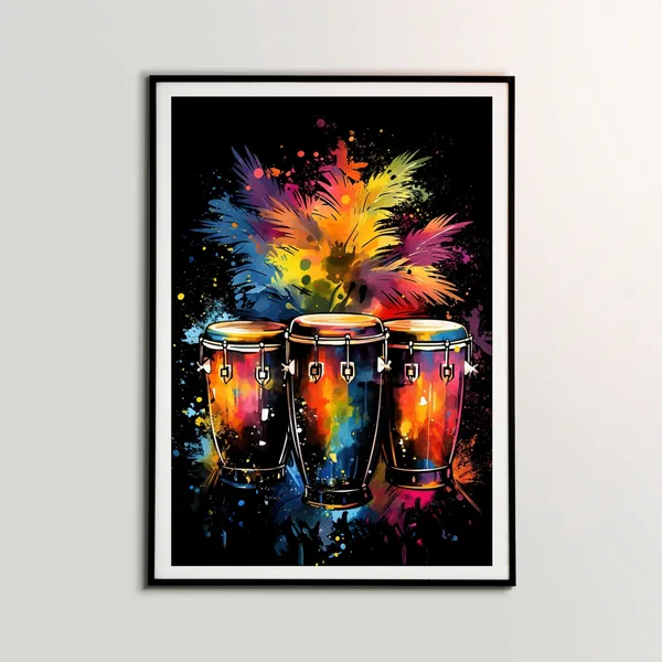 Conga Drums Poster, Musical Instrument Studio Decor