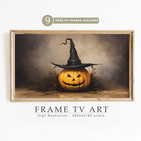 Halloween Pumpkin TV Art, Dark Academia Autumn Poster