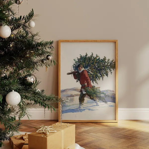 Christmas Tree Vintage Holiday Decor Art Print