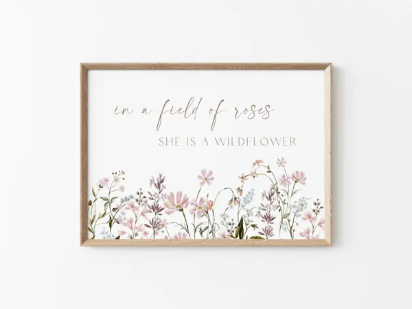 Wildflower Nursery Art Print, Boho Flower Decor