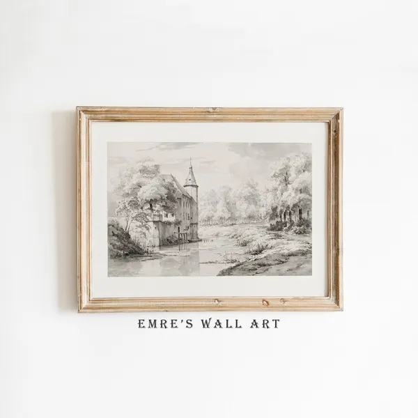 Rustic Sketch Vintage Landscape Art Print