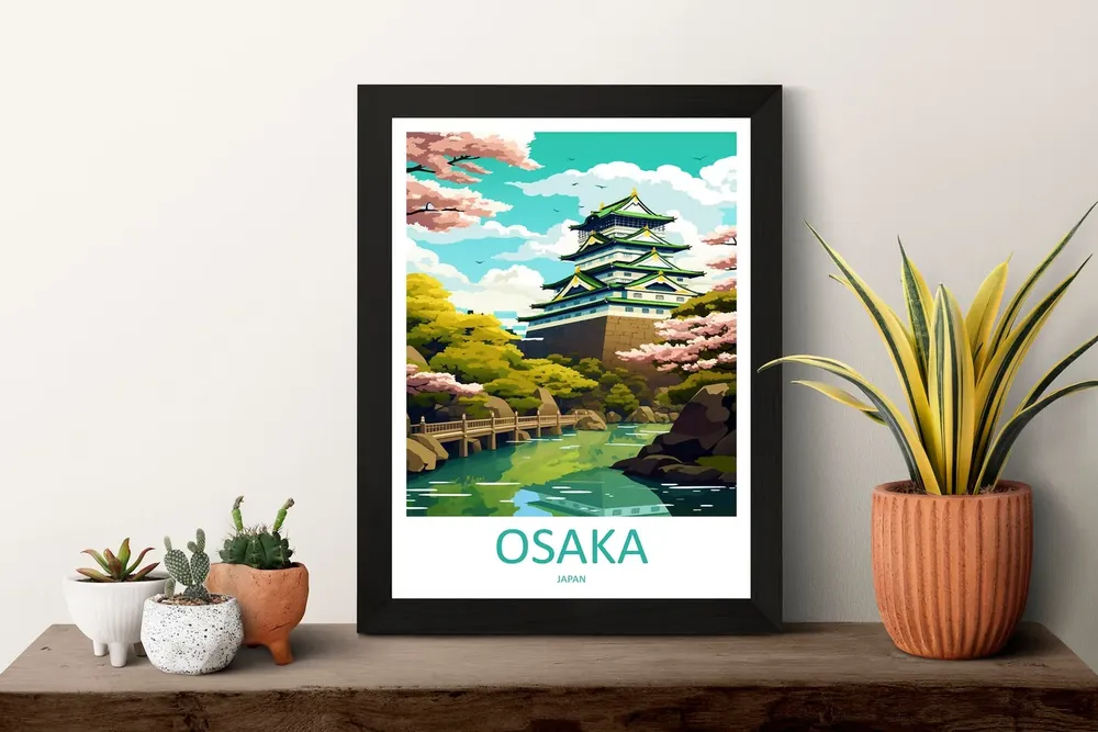 Osaka Travel Poster, Japan Cityscape Art Print - Image 3