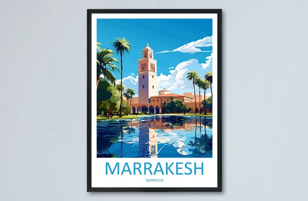 Marrakesh Travel Poster, Morocco Wall Decor