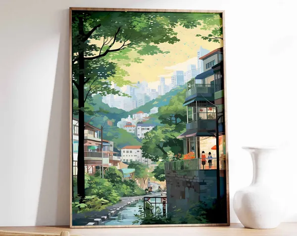 Korean Travel Poster, Vintage Korea South Decor