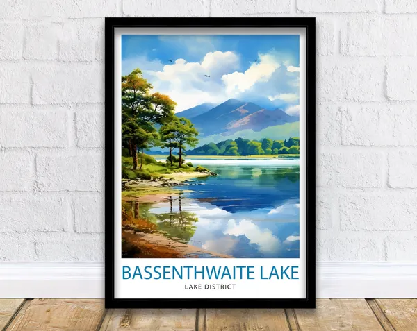 Bassenthwaite Lake Travel Print, Lake District Decor
