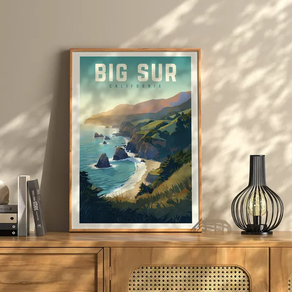 Big Sur California Travel Poster, Travel Art