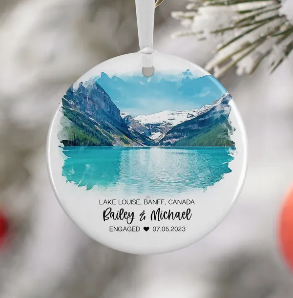Lake Louise Canada Travel Poster, Personalized Ornament