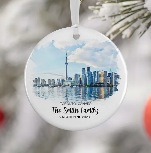 Custom Toronto Canada Ornament Watercolor Travel Poster
