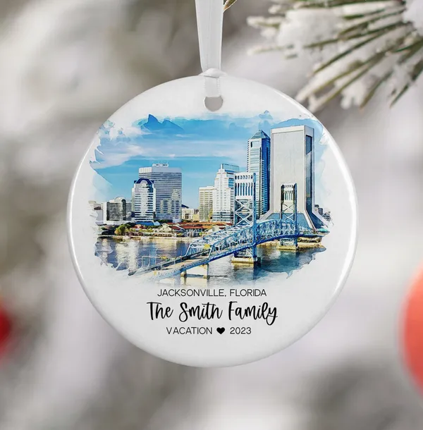 Jacksonville Florida Watercolor Travel Souvenir Art Print