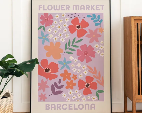 Flower Market Print, Barcelona Vintage Poster