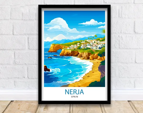 Nerja Spain Travel Poster, European Wall Art