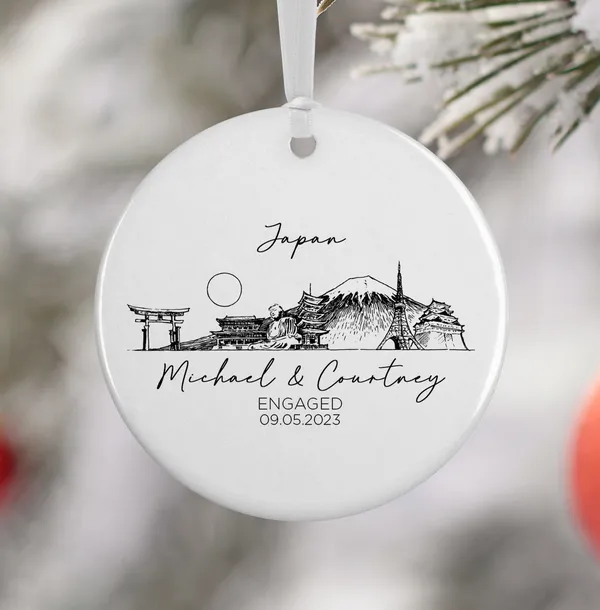 Custom Japan Travel Ornament, Landmark Travel Poster