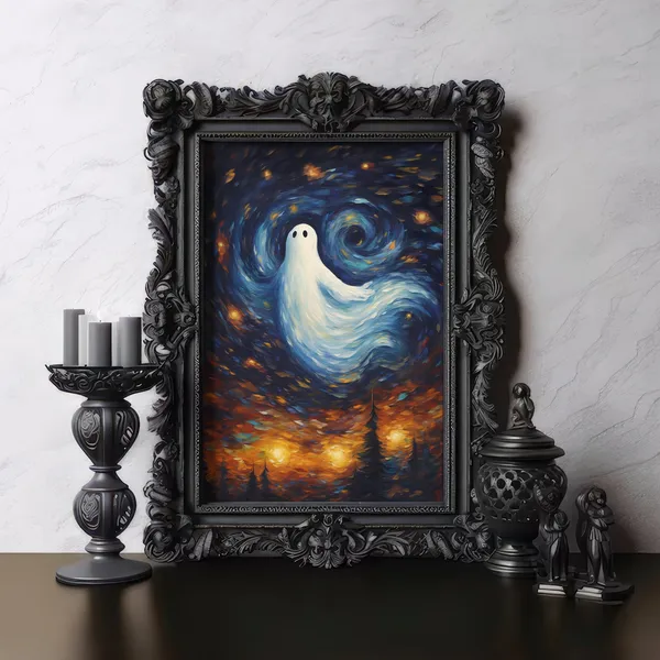 Starry Night Haunting Ghost Vintage Horror Poster