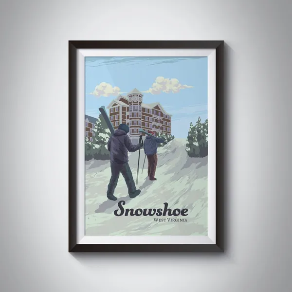 Snowshoe West Virginia Vintage Travel Poster, Ski Area