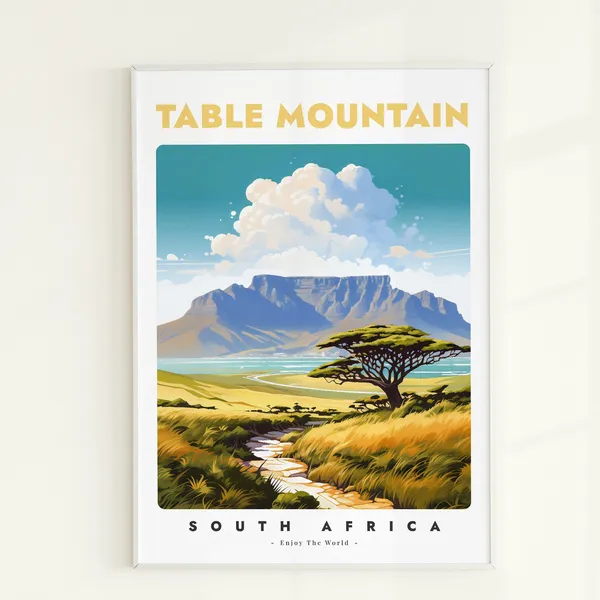 Table Mountain South Africa Travel Poster Print