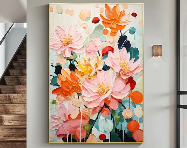 Minimalist Flower Oil Painting, Modern Floral Art Print