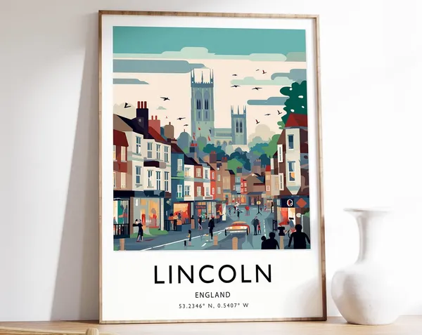 Lincoln Travel Poster, English City Travel Art