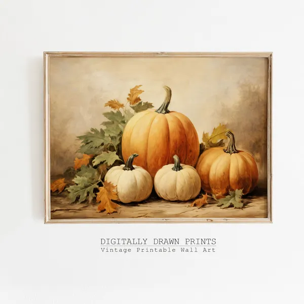 Fall Still Life Painting, Rustic Autumn Art Print