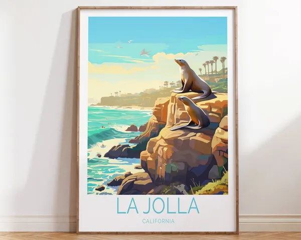 La Jolla San Diego Travel Poster, California Coast