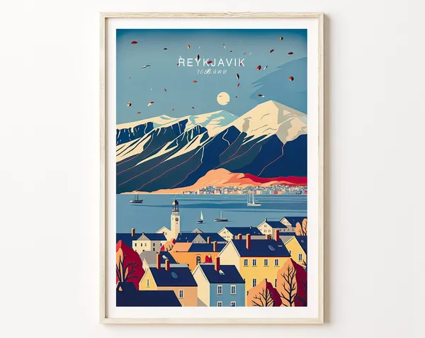 Reykjavík Minimalist Travel Poster, Iceland Wall Art