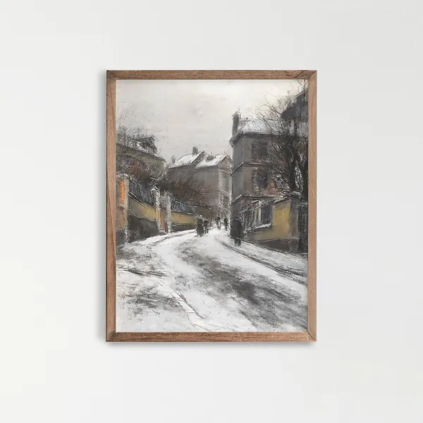 Vintage Country Painting Rustic European Cityscape Art Print