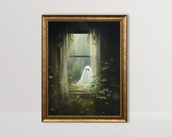 Ghost Outside Window, Gothic Spooky Wall Art Print