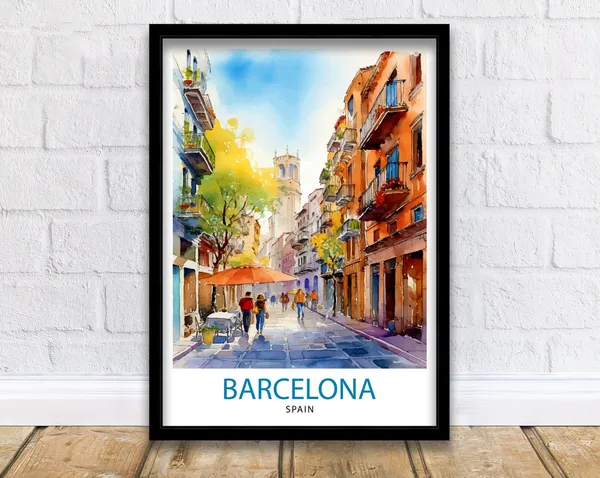 Barcelona Spain Travel Poster, Europe Wall Decor