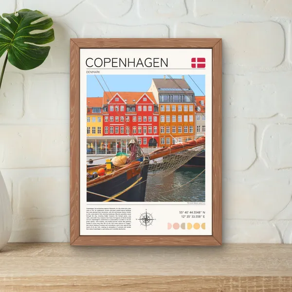 Copenhagen Nyhavn Travel Poster, Denmark Wall Art