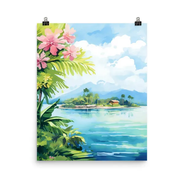 Belize Watercolor Seascape, Caribbean Travel Poster