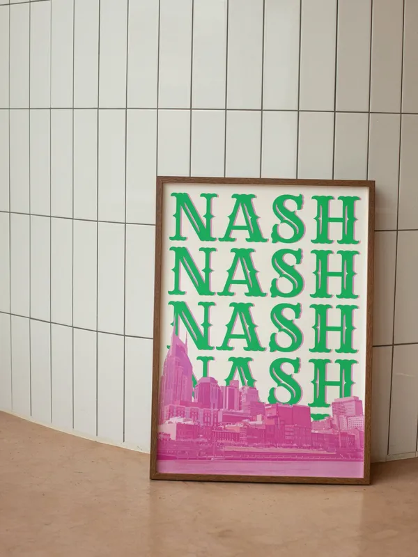 Nashville Travel Poster, Colorful Tennessee Wall Decor