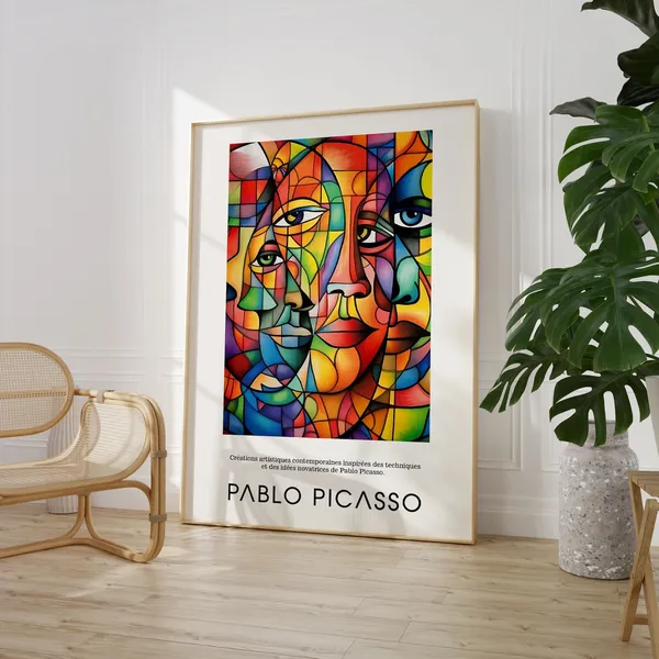 Pablo Picasso Abstract Geometric Faces, Vintage Poster