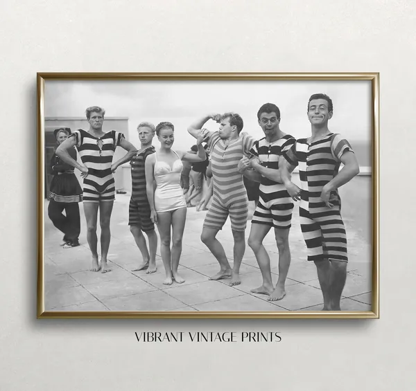 Muscle Men Flexing Black and White Art Print
