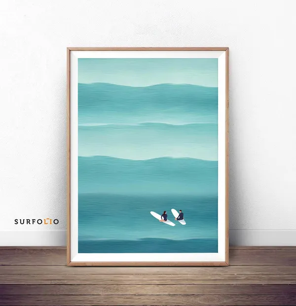 Morning Beach Surf Print, Aerial Ocean View