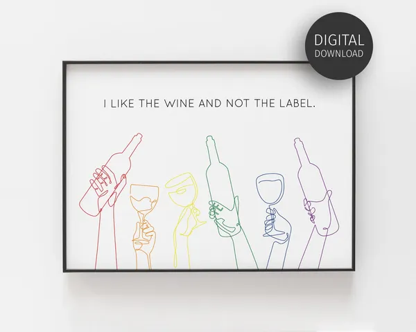 Rainbow Wine Print, Subtle Pride Bar Cart Art