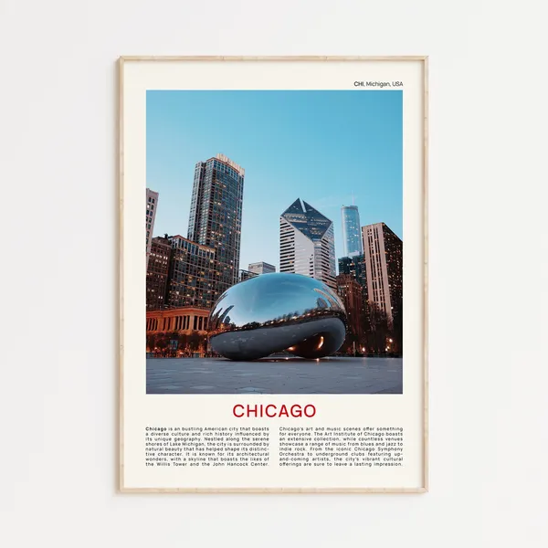 Chicago Travel Poster, Michigan Wall Decor