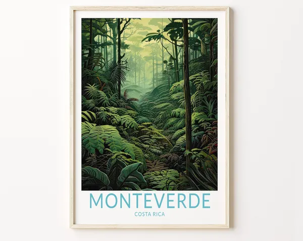 Monteverde Costa Rica Travel Poster, Wall Art Print