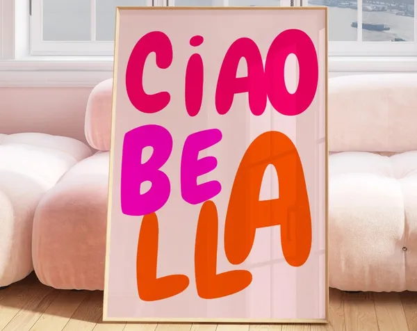 Ciao Bella Pink Preppy Dorm Room Art Print